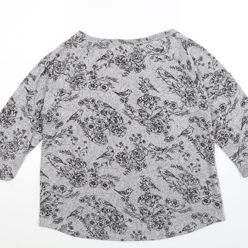 New Look Womens Grey Floral Knit Pullover Jumper Size 18