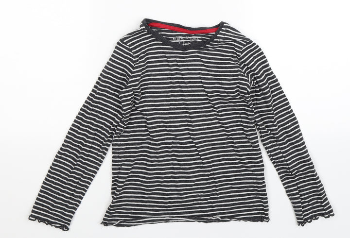 NEXT Girls Grey Striped Pullover Jumper Size 7 Years