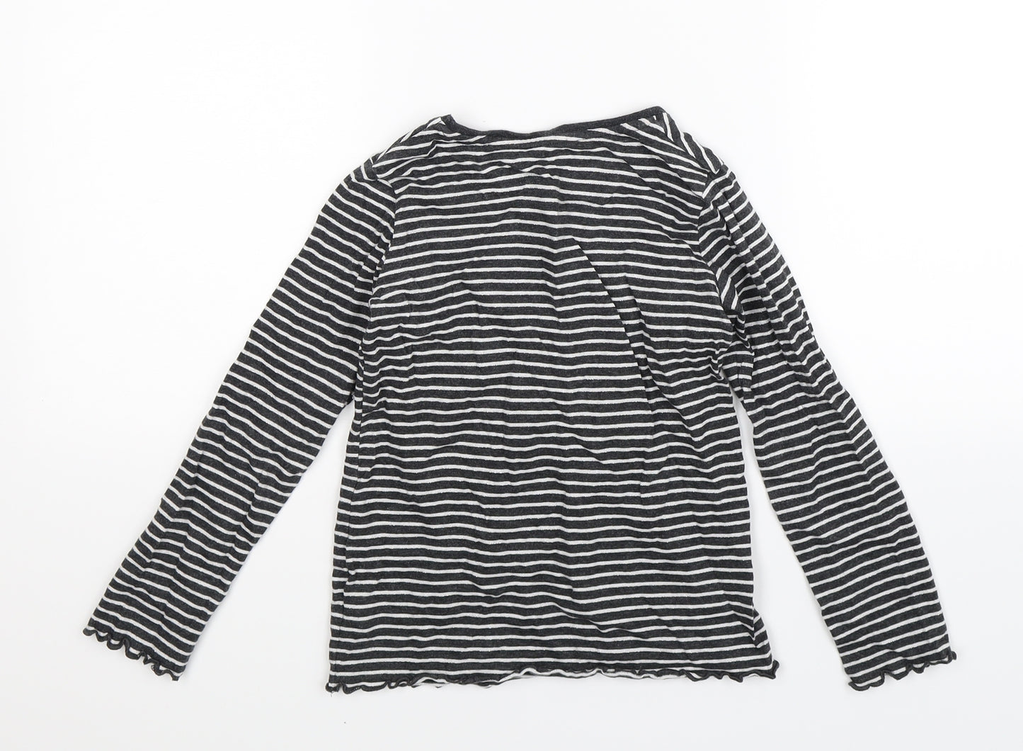 NEXT Girls Grey Striped  Pullover Jumper Size 7 Years