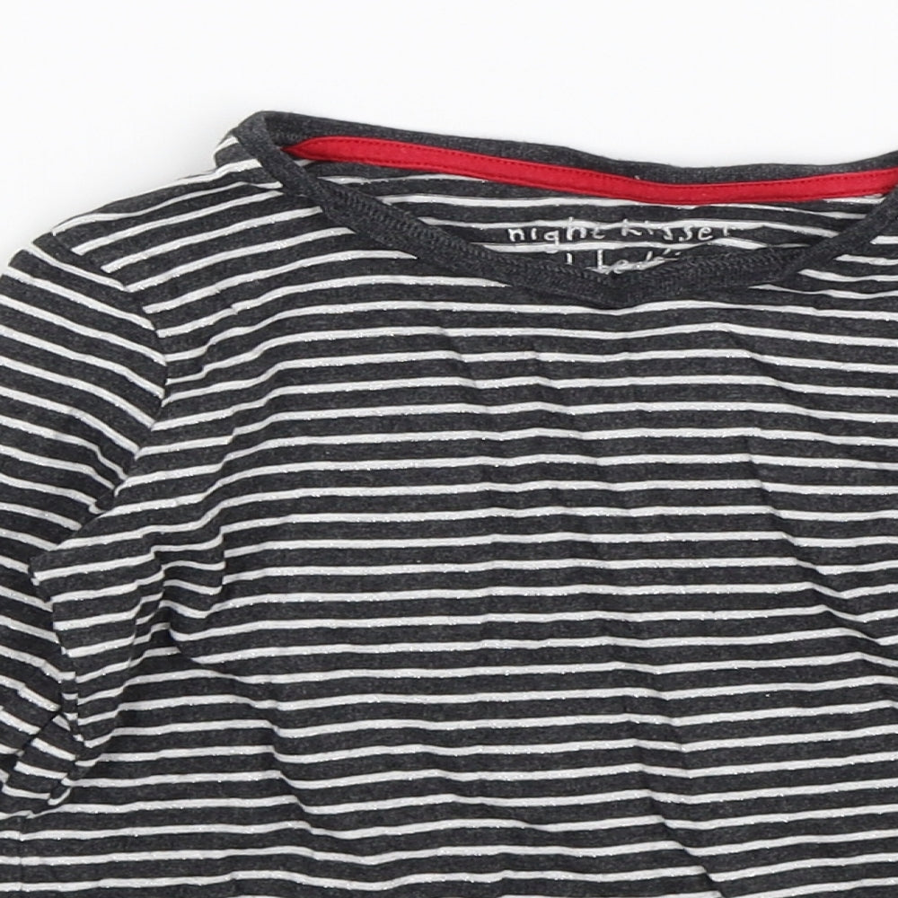 NEXT Girls Grey Striped  Pullover Jumper Size 7 Years