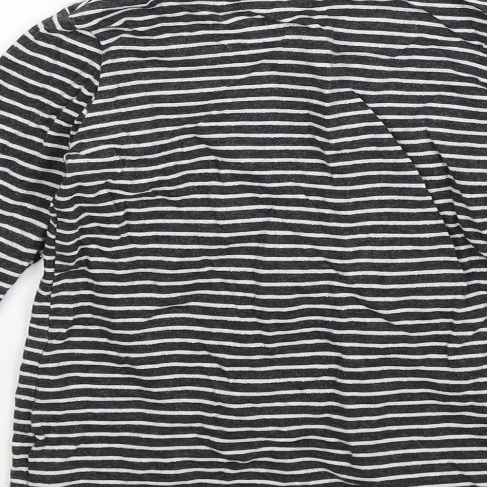 NEXT Girls Grey Striped  Pullover Jumper Size 7 Years