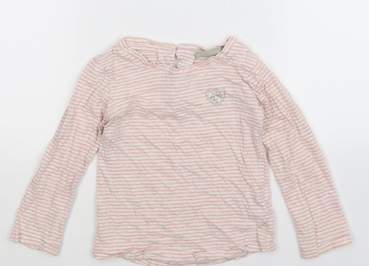 NEXT Girls Pink Striped  Basic T-Shirt Size 3 Years