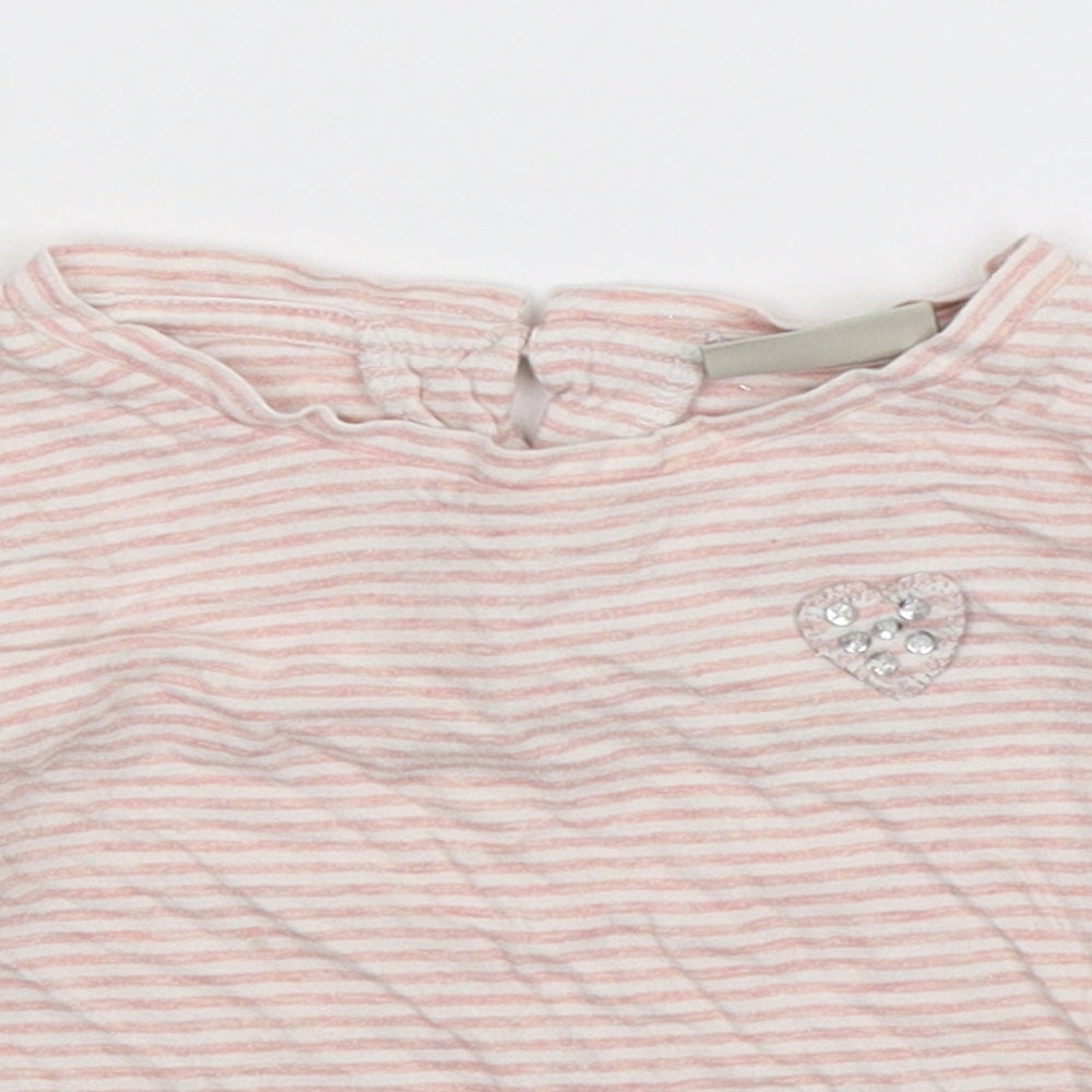 NEXT Girls Pink Striped  Basic T-Shirt Size 3 Years