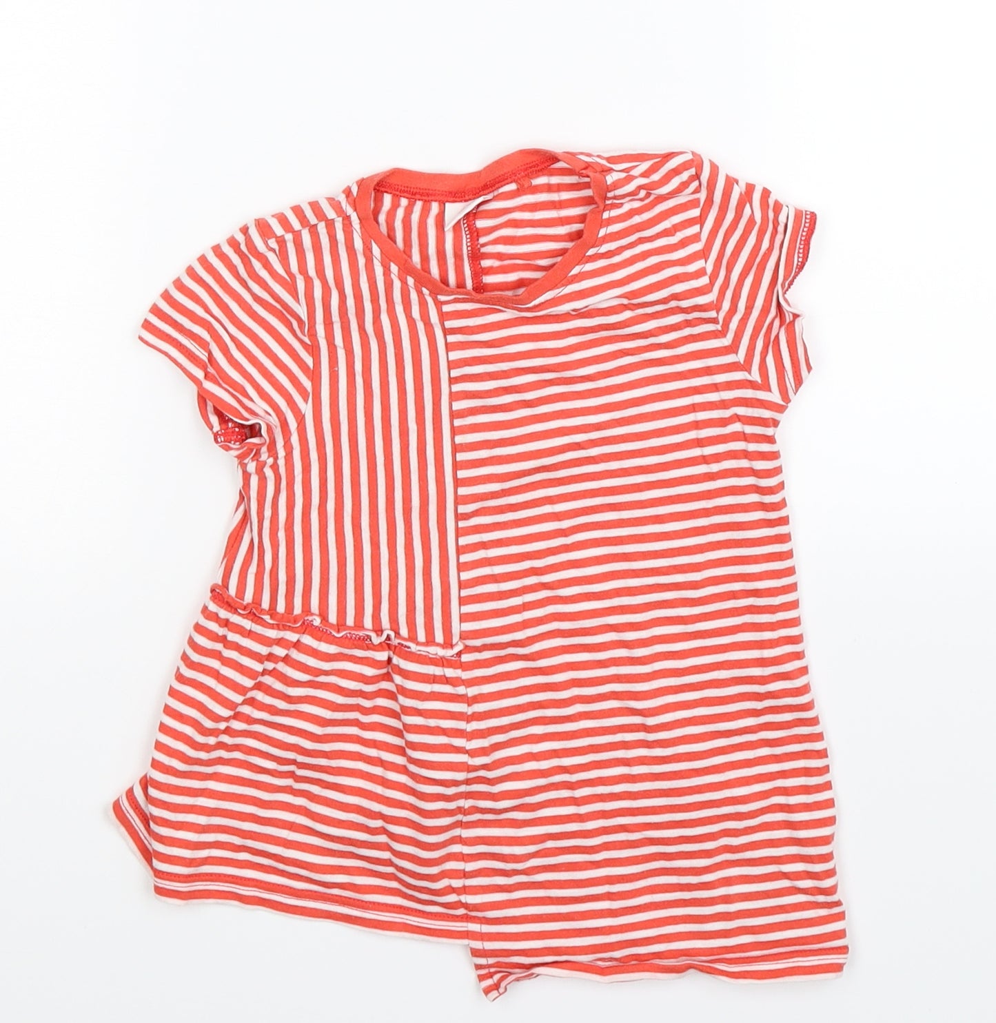 NEXT Girls Red Striped  Basic T-Shirt Size 3-4 Years  - Assymetric