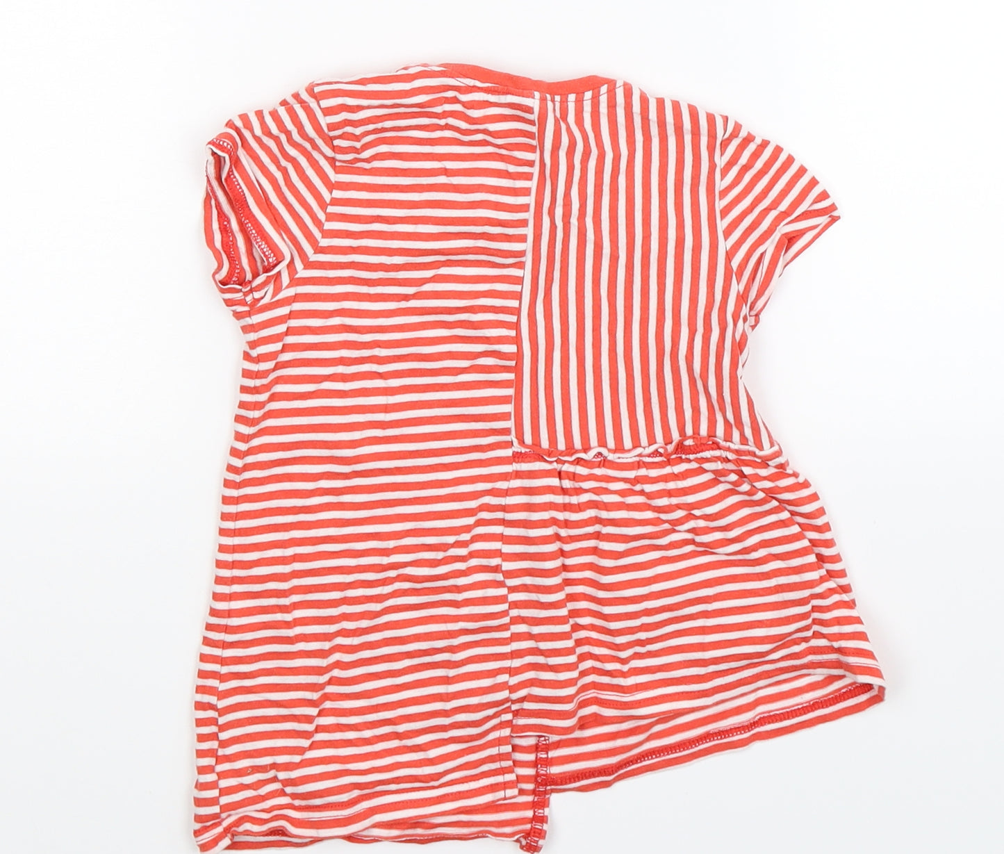 NEXT Girls Red Striped  Basic T-Shirt Size 3-4 Years  - Assymetric