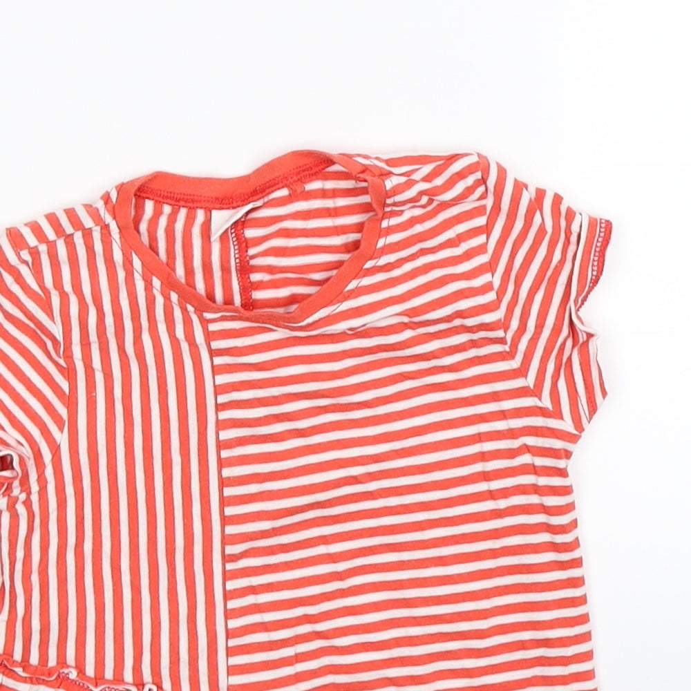NEXT Girls Red Striped  Basic T-Shirt Size 3-4 Years  - Assymetric