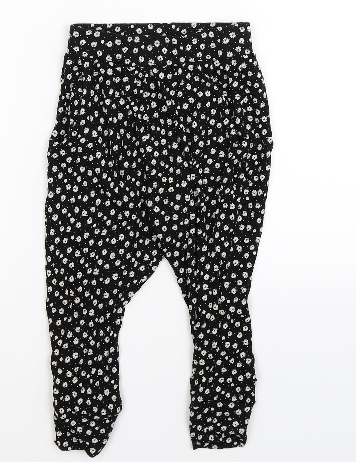 NEXT Girls Black Floral  Jogger Trousers Size 3 Years