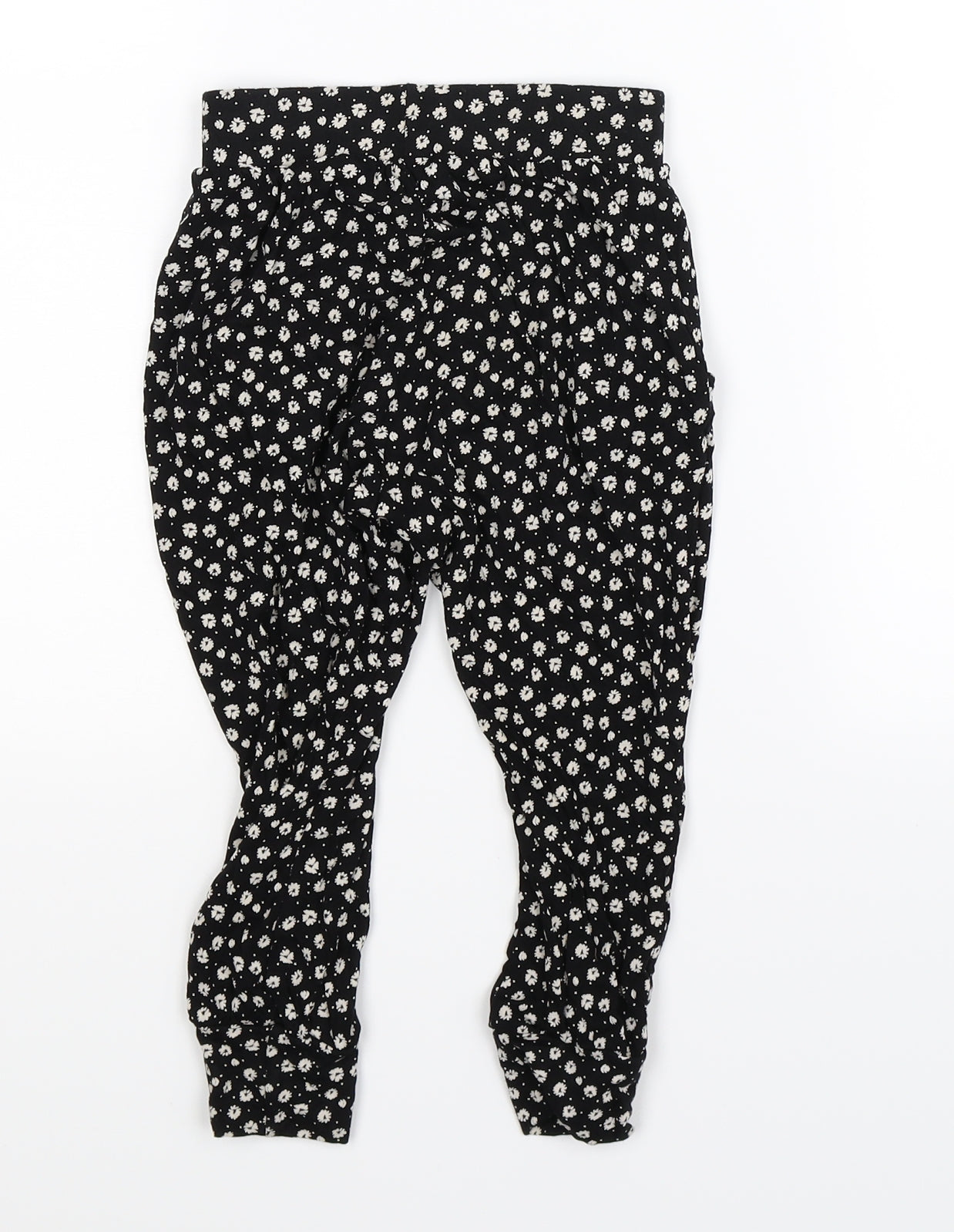 NEXT Girls Black Floral  Jogger Trousers Size 3 Years