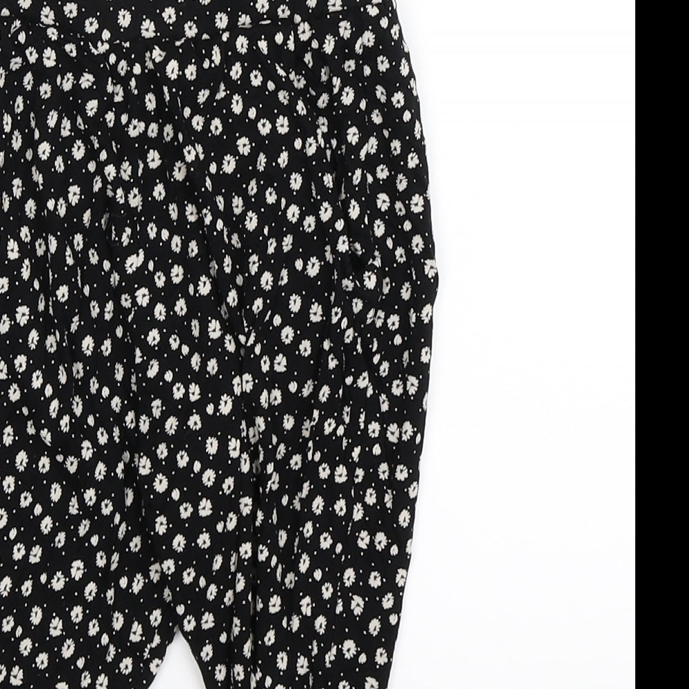 NEXT Girls Black Floral  Jogger Trousers Size 3 Years