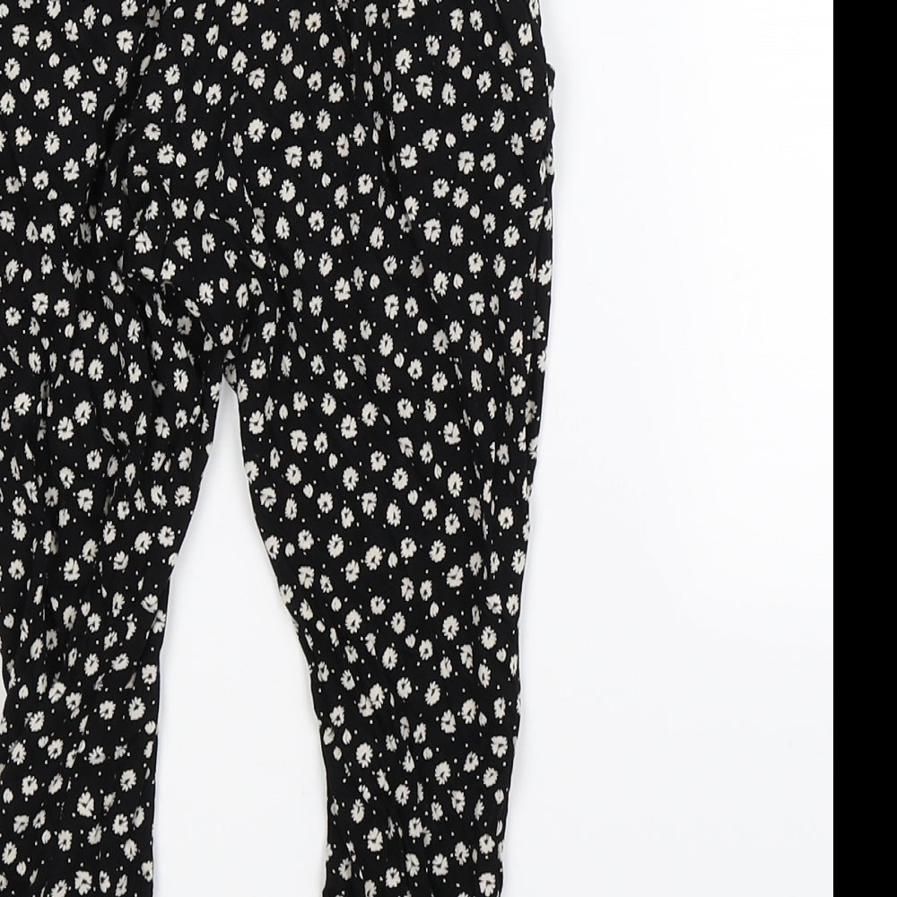 NEXT Girls Black Floral  Jogger Trousers Size 3 Years