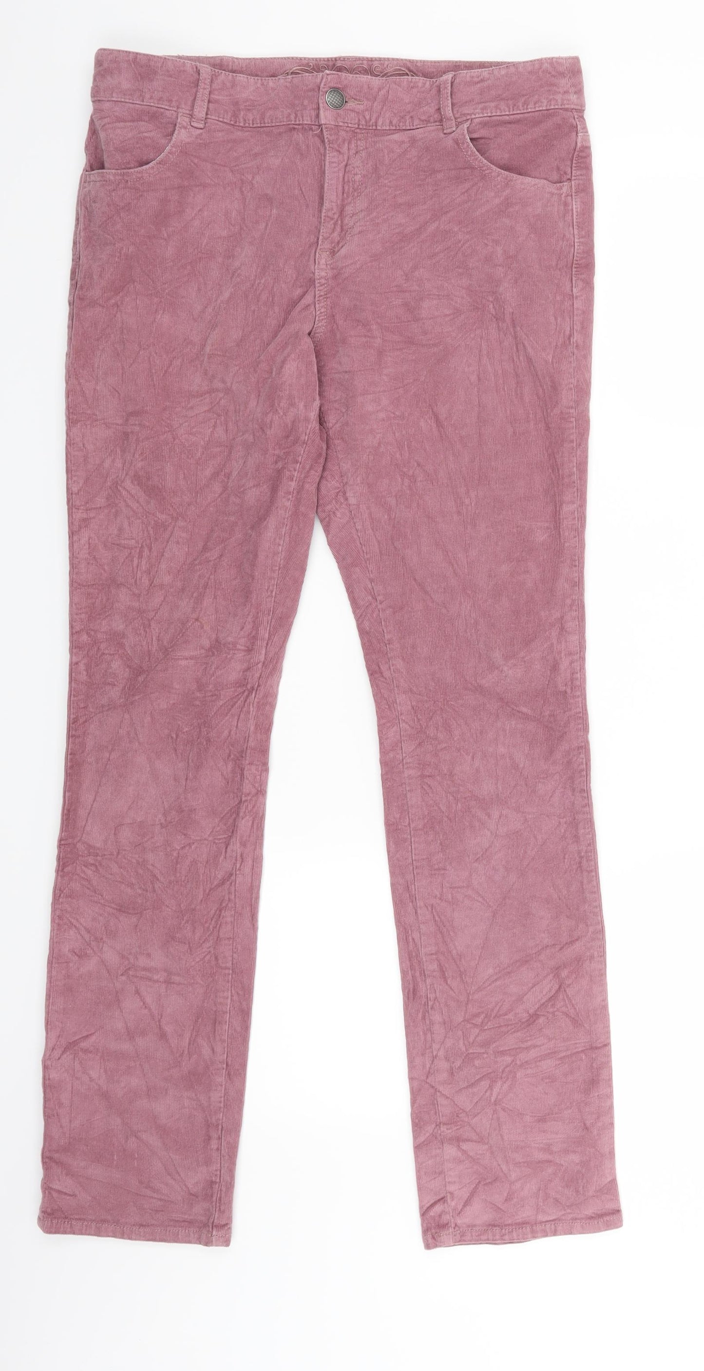 TU Womens Pink  Corduroy Trousers  Size 12 L30 in