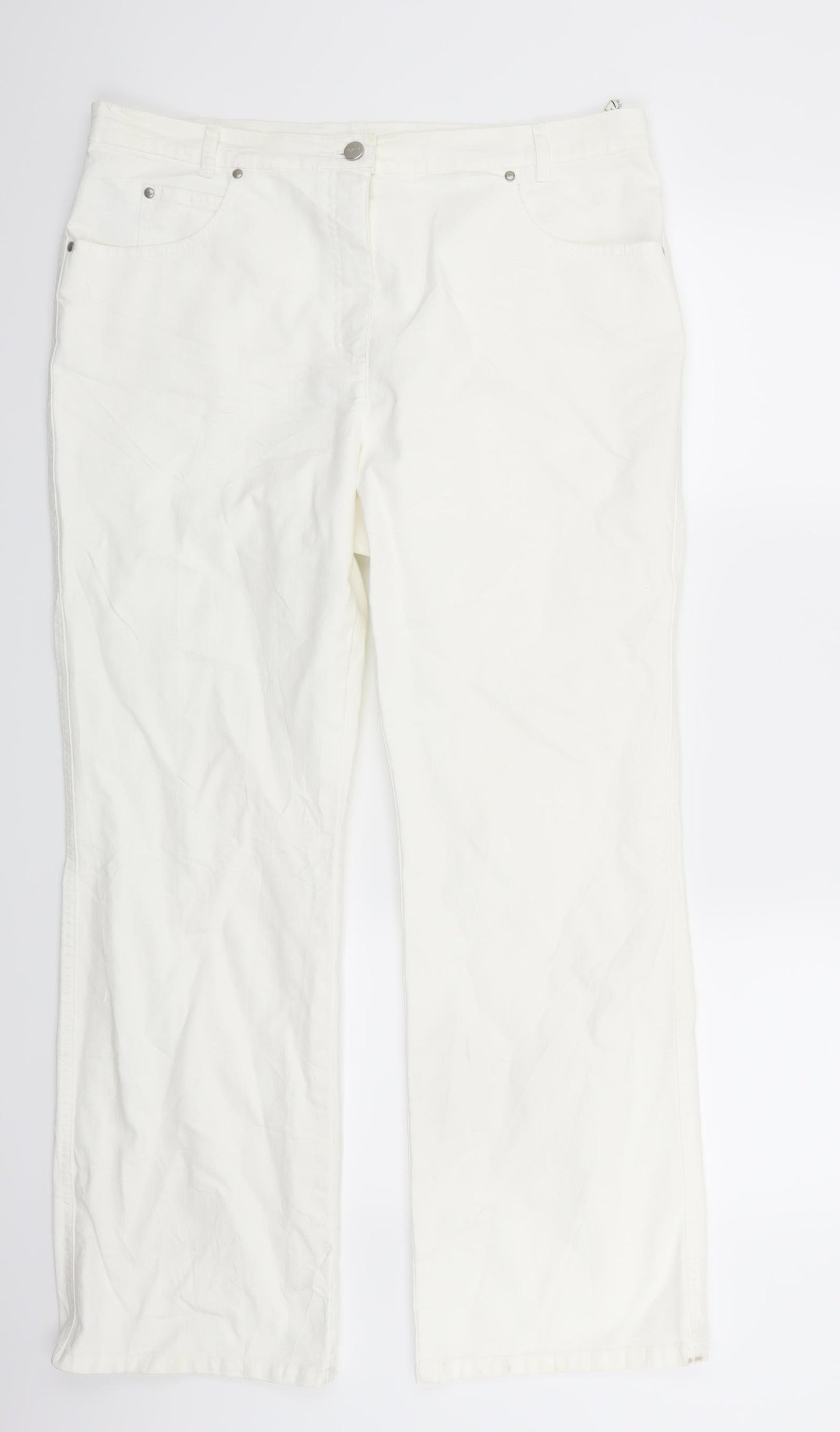Viyella Womens White  Denim Bootcut Jeans Size 18 L31 in