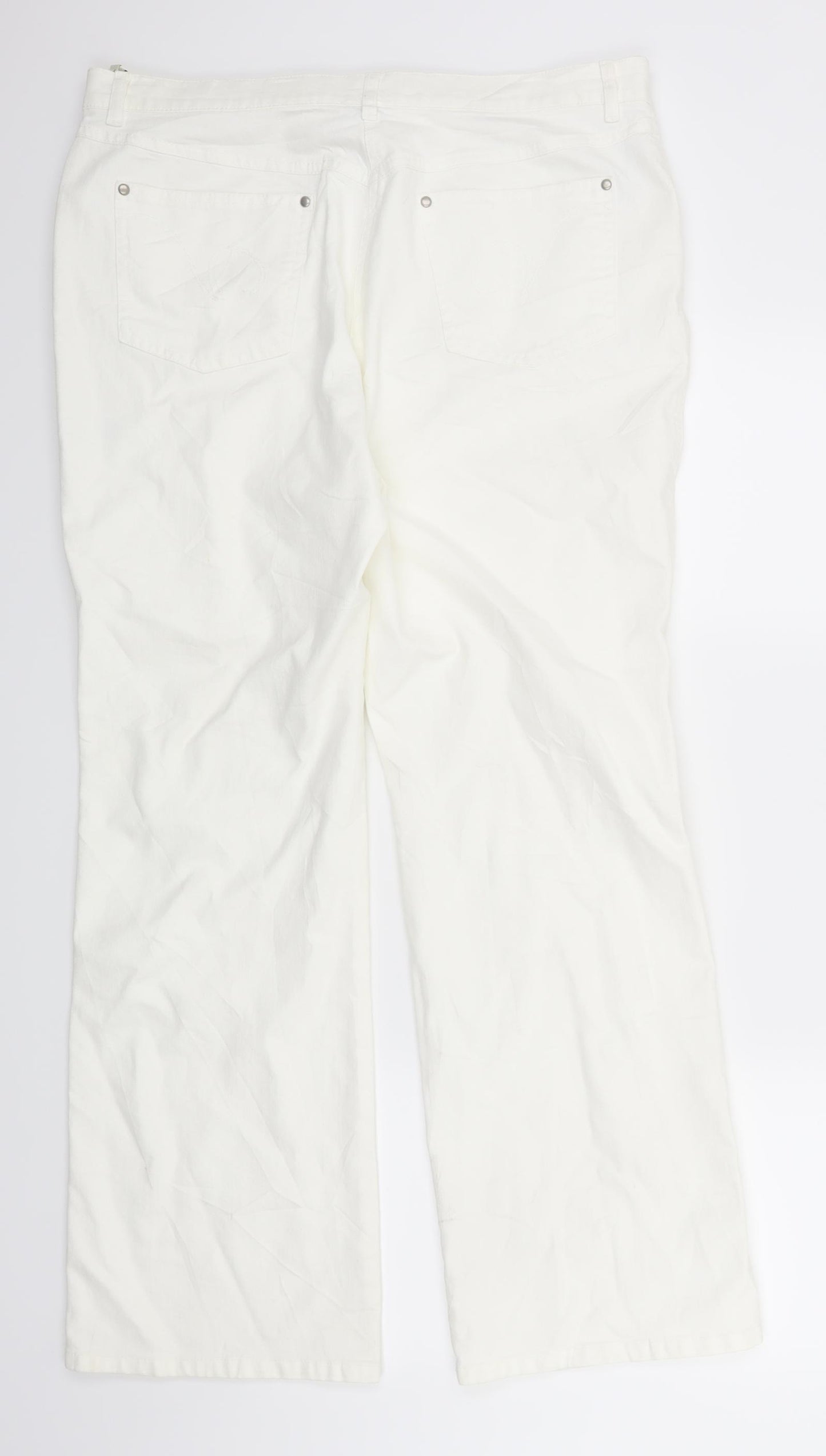 Viyella Womens White  Denim Bootcut Jeans Size 18 L31 in