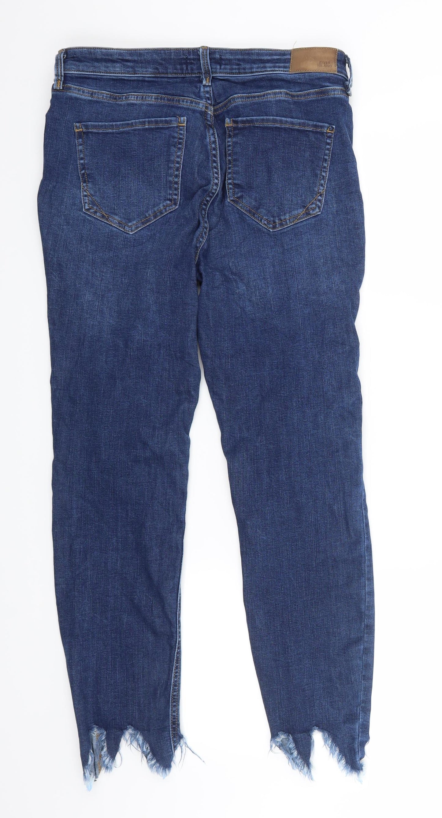 River Island Womens Blue  Denim Cropped Jeans Size 14 L27 in