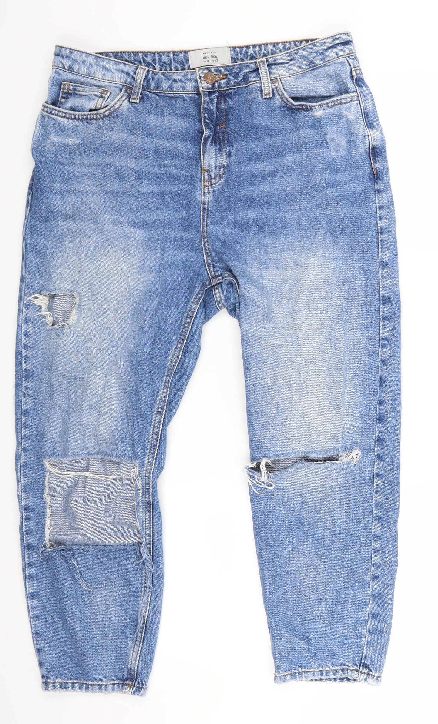 New Look Womens Blue  Denim Cropped Jeans Size 14 L23 in