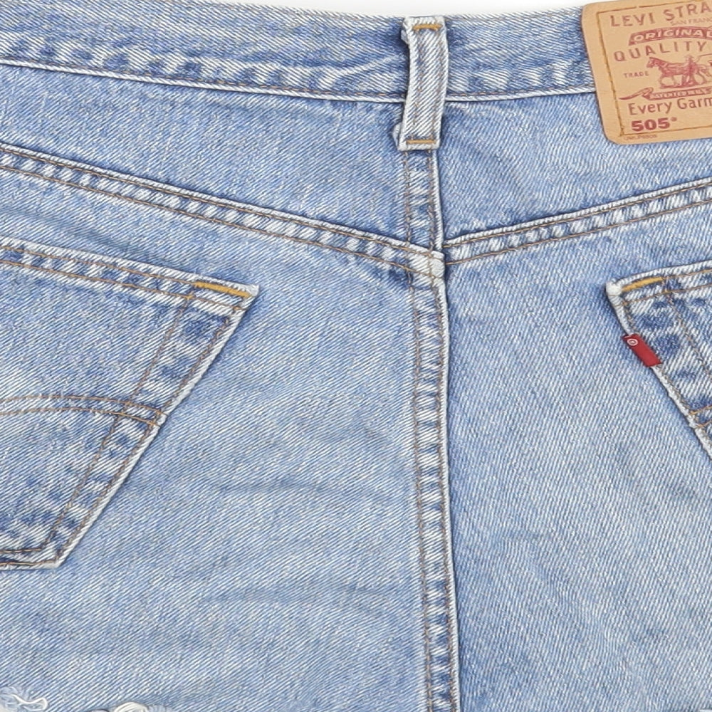 Levi's Womens Blue  Denim Hot Pants Shorts Size 33 in - Distressed