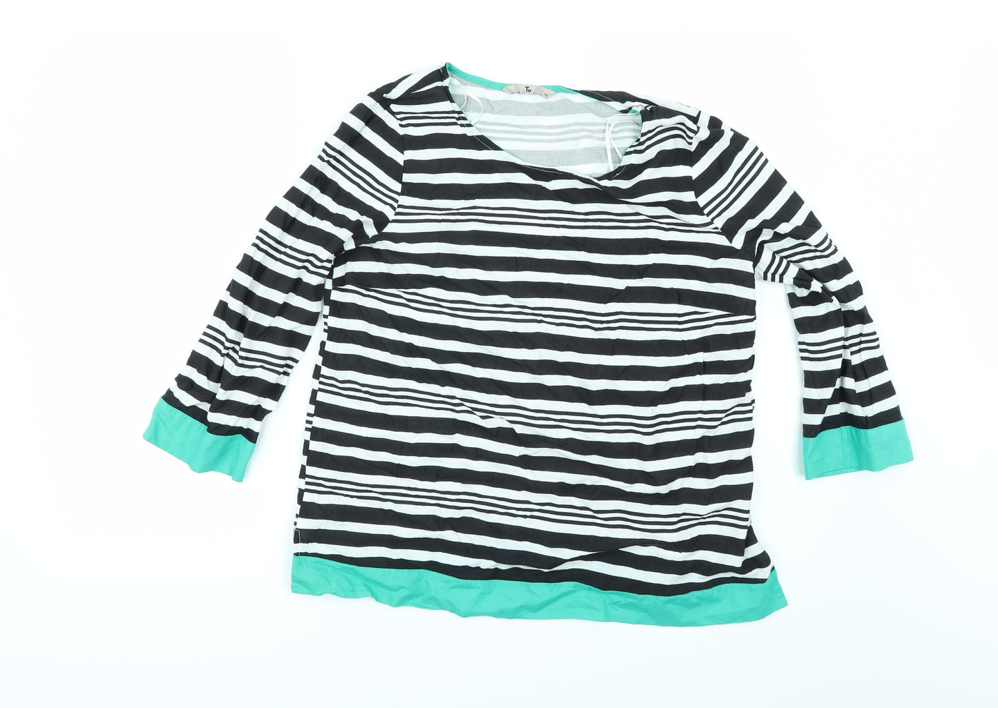 F&F Womens Multicoloured Striped  Tunic Blouse Size 12