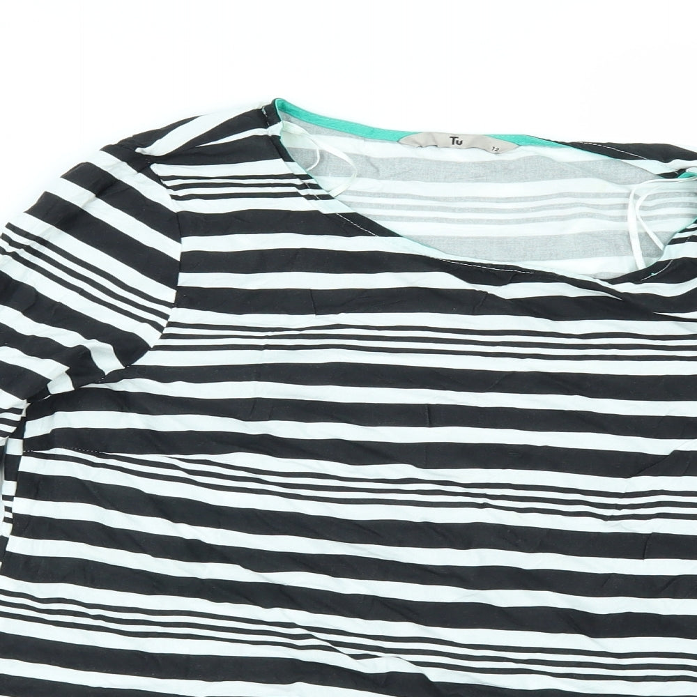 F&F Womens Multicoloured Striped  Tunic Blouse Size 12