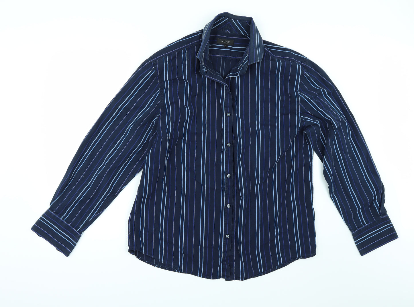NEXT Mens Blue Striped   Button-Up Size L