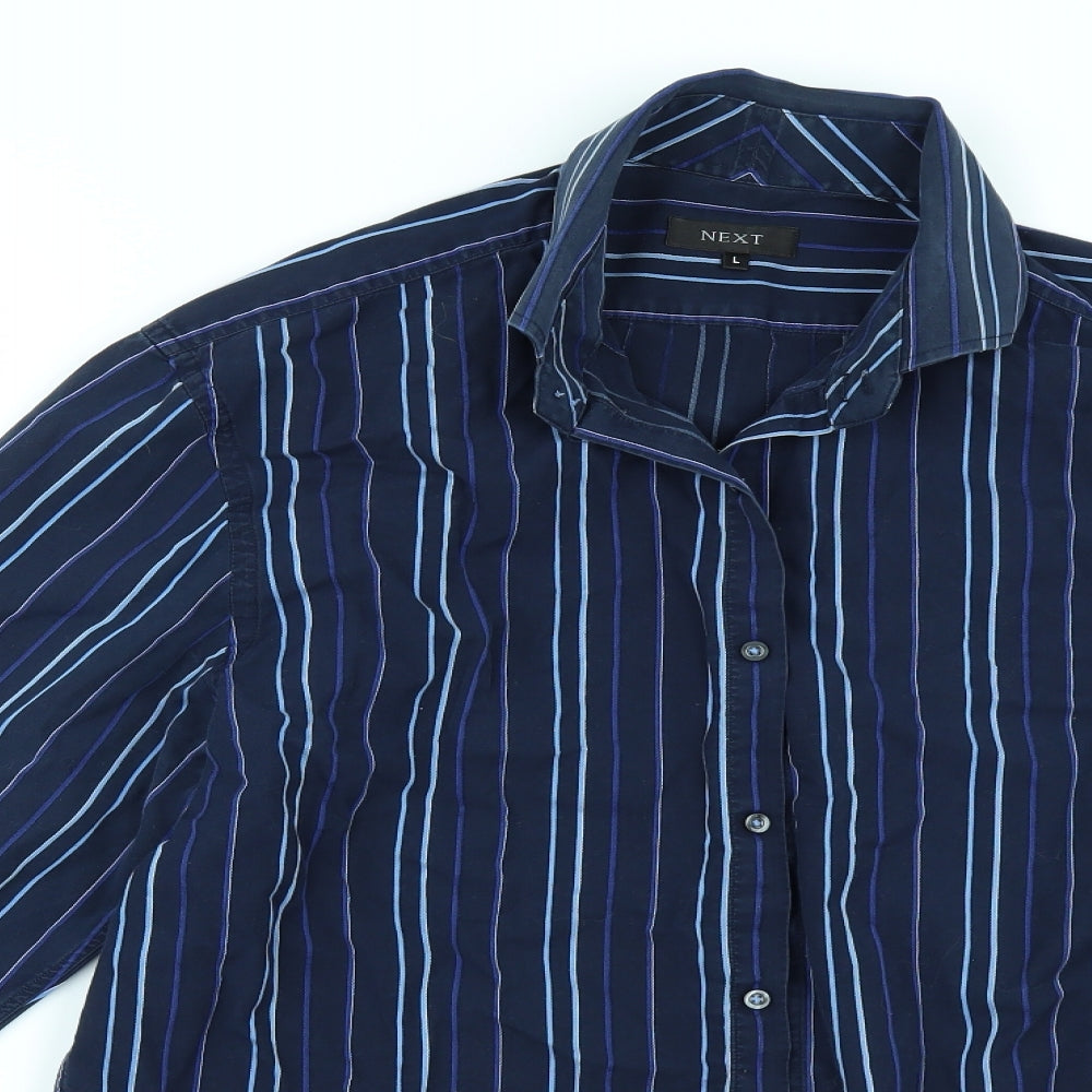NEXT Mens Blue Striped   Button-Up Size L