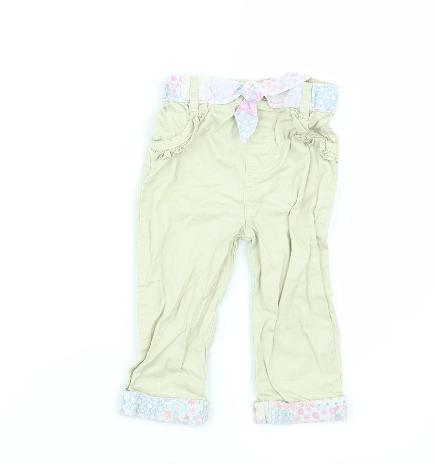 TU Girls Beige   Cargo Trousers Size 9-12 Months