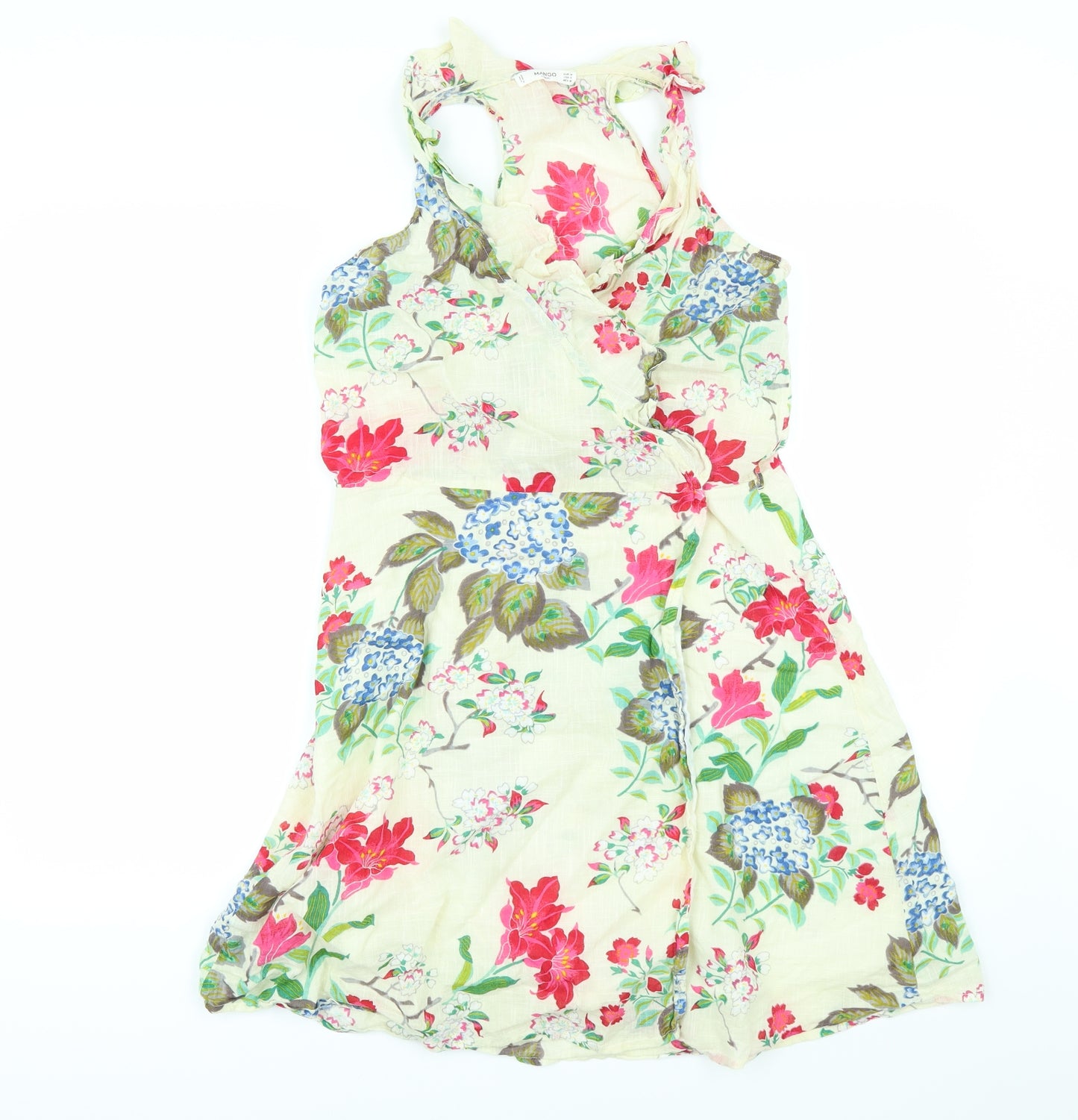 Mango Womens Yellow Floral  Wrap Dress  Size M