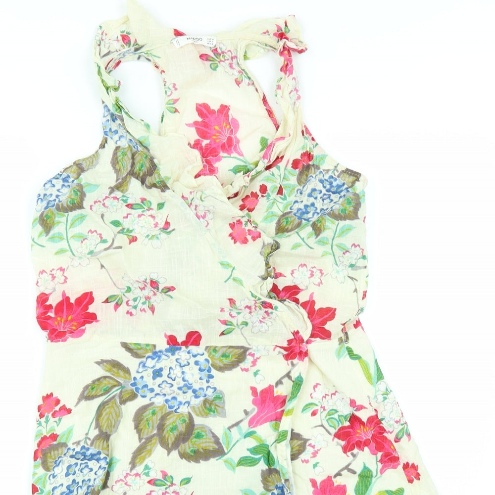 Mango Womens Yellow Floral  Wrap Dress  Size M