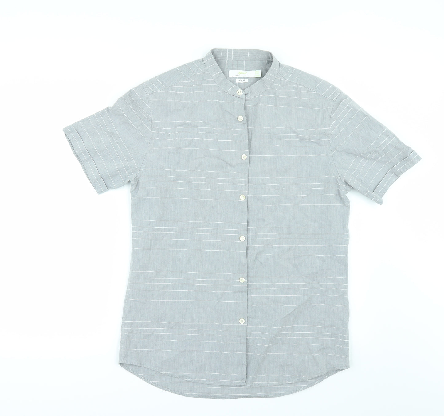 Topman Mens Grey Striped   Button-Up Size M