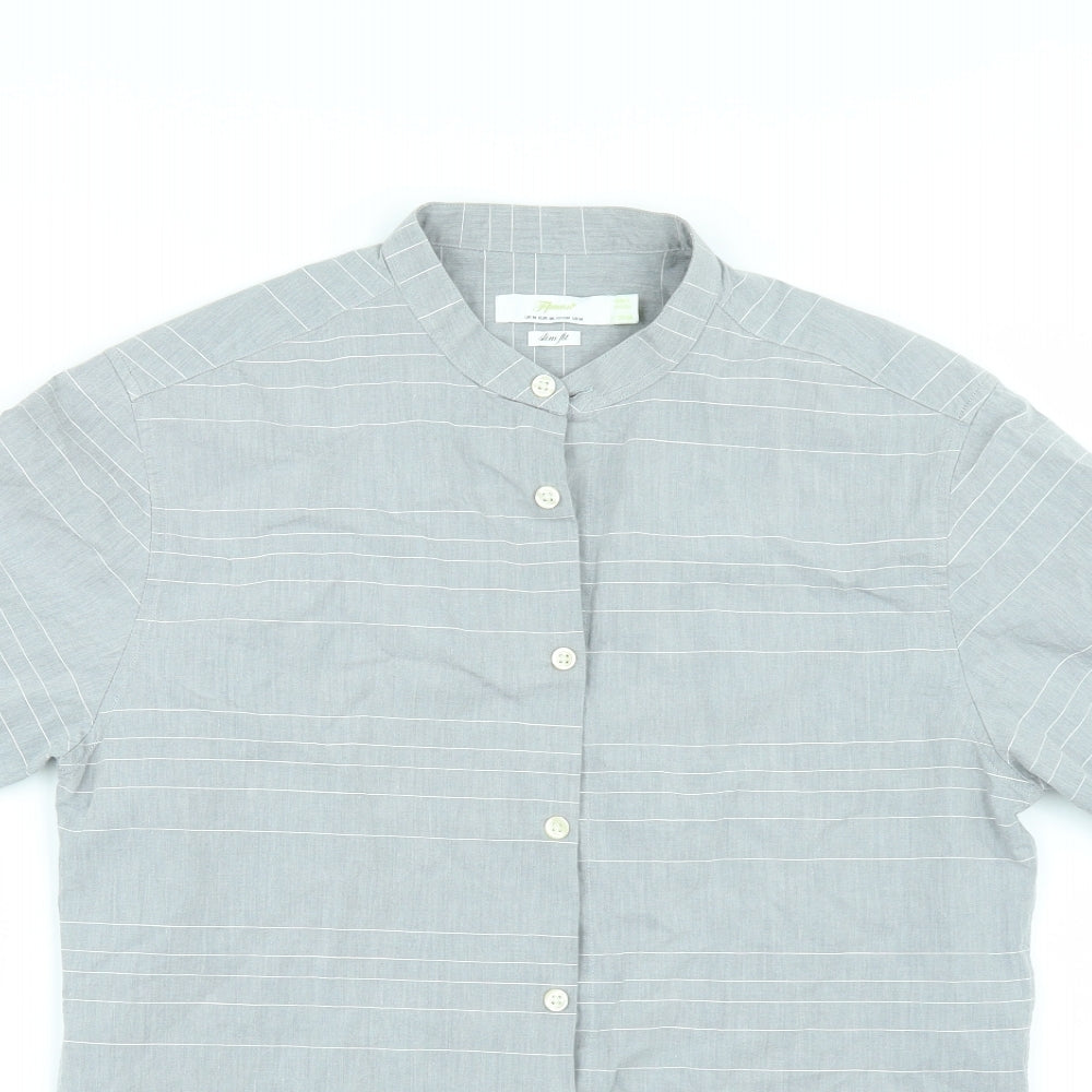 Topman Mens Grey Striped   Button-Up Size M