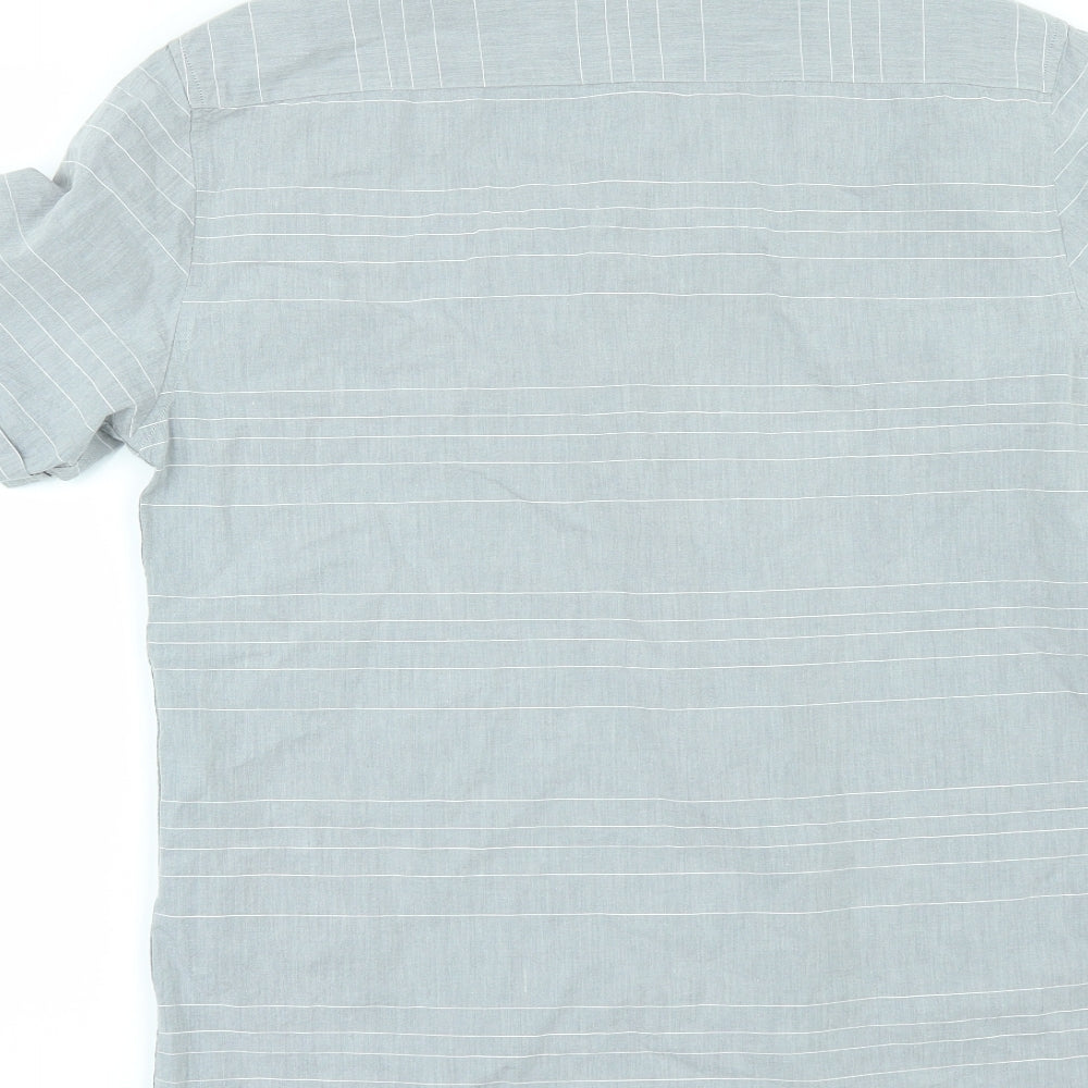 Topman Mens Grey Striped   Button-Up Size M