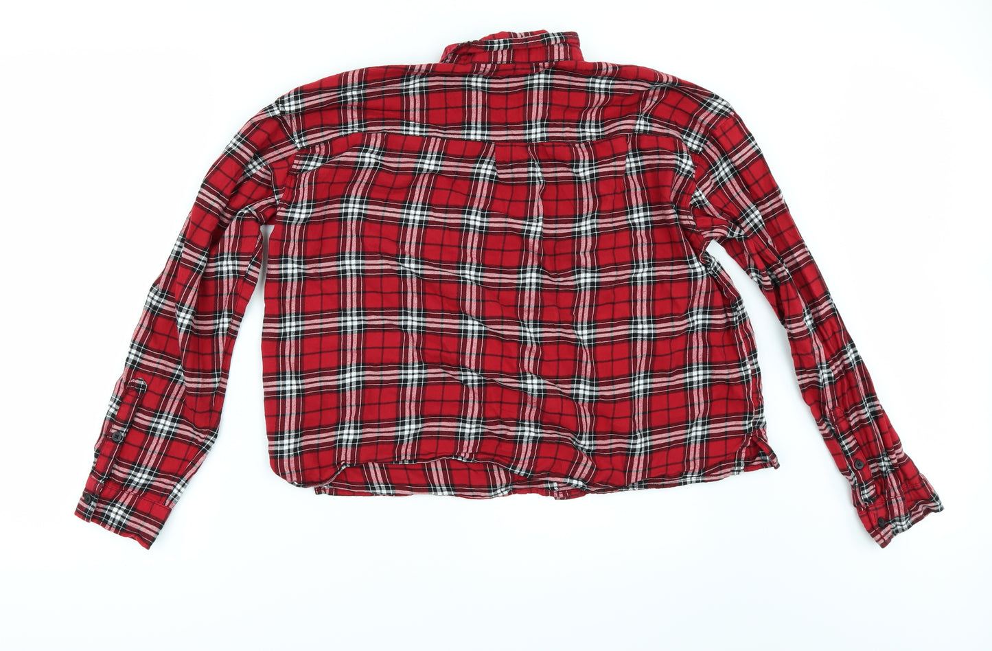 Divided by H&M Womens Red Check  Kimono Button-Up Size 14