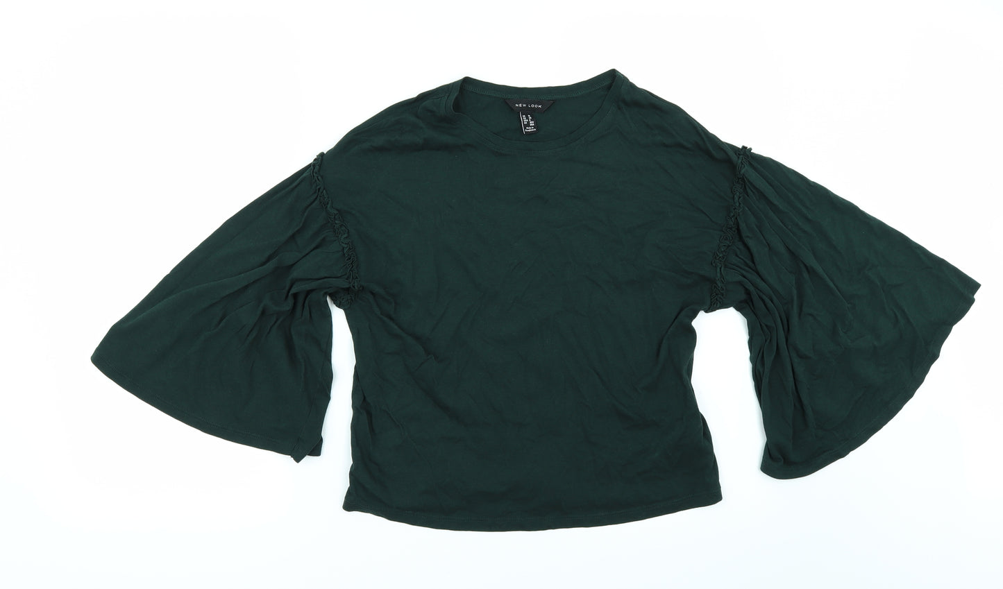 New Look Womens Green   Basic T-Shirt Size 10  - flared sleeves