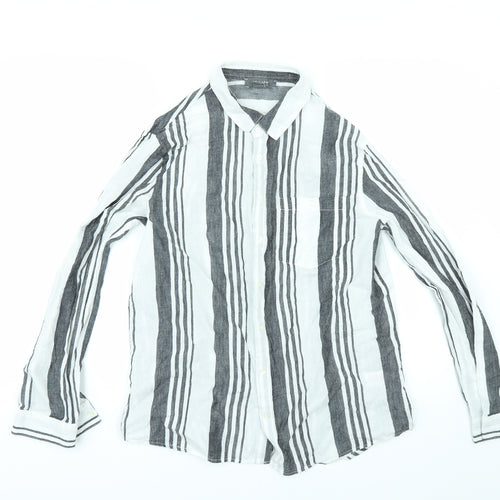 Primark Womens White Striped  Tunic Button-Up Size 12