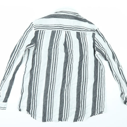 Primark Womens White Striped  Tunic Button-Up Size 12