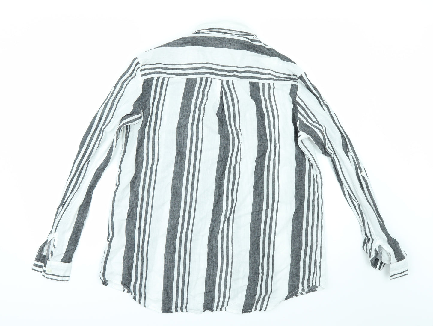 Primark Womens White Striped  Tunic Button-Up Size 12