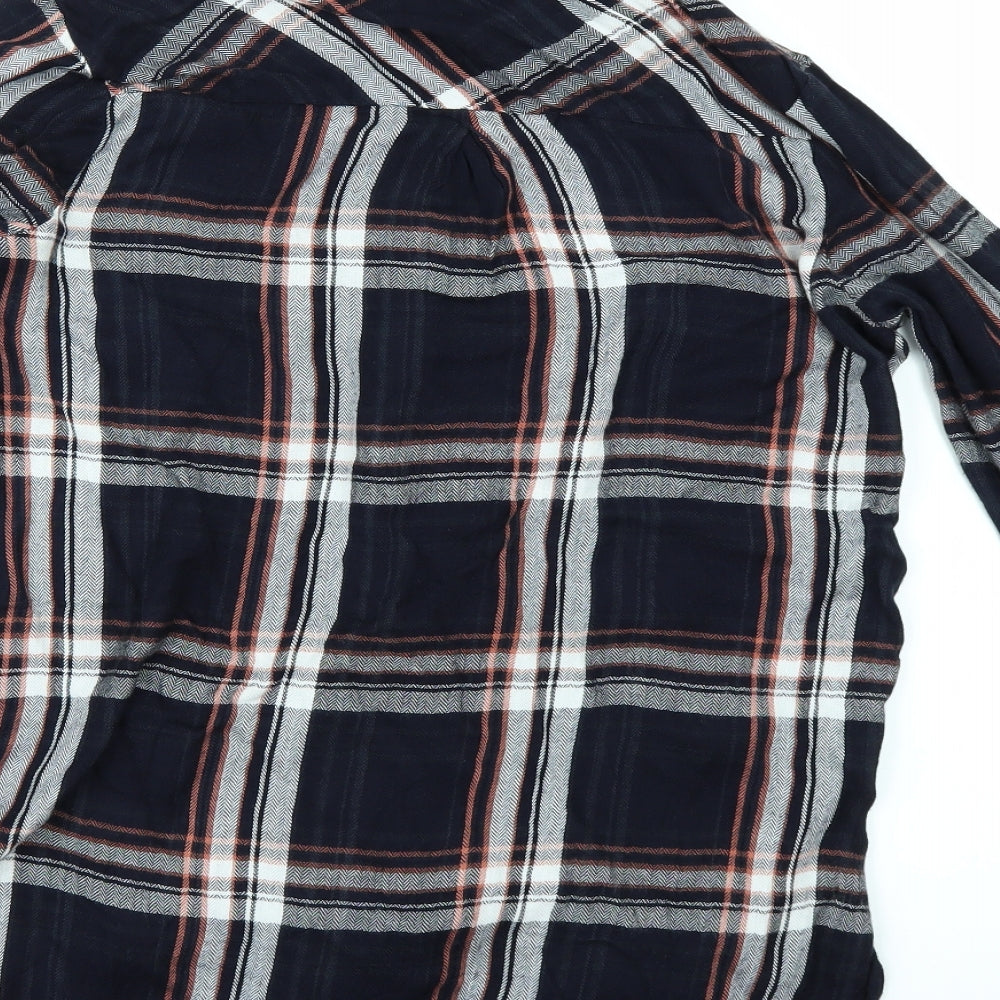 Papaya Womens Blue Check  Tunic Button-Up Size 10