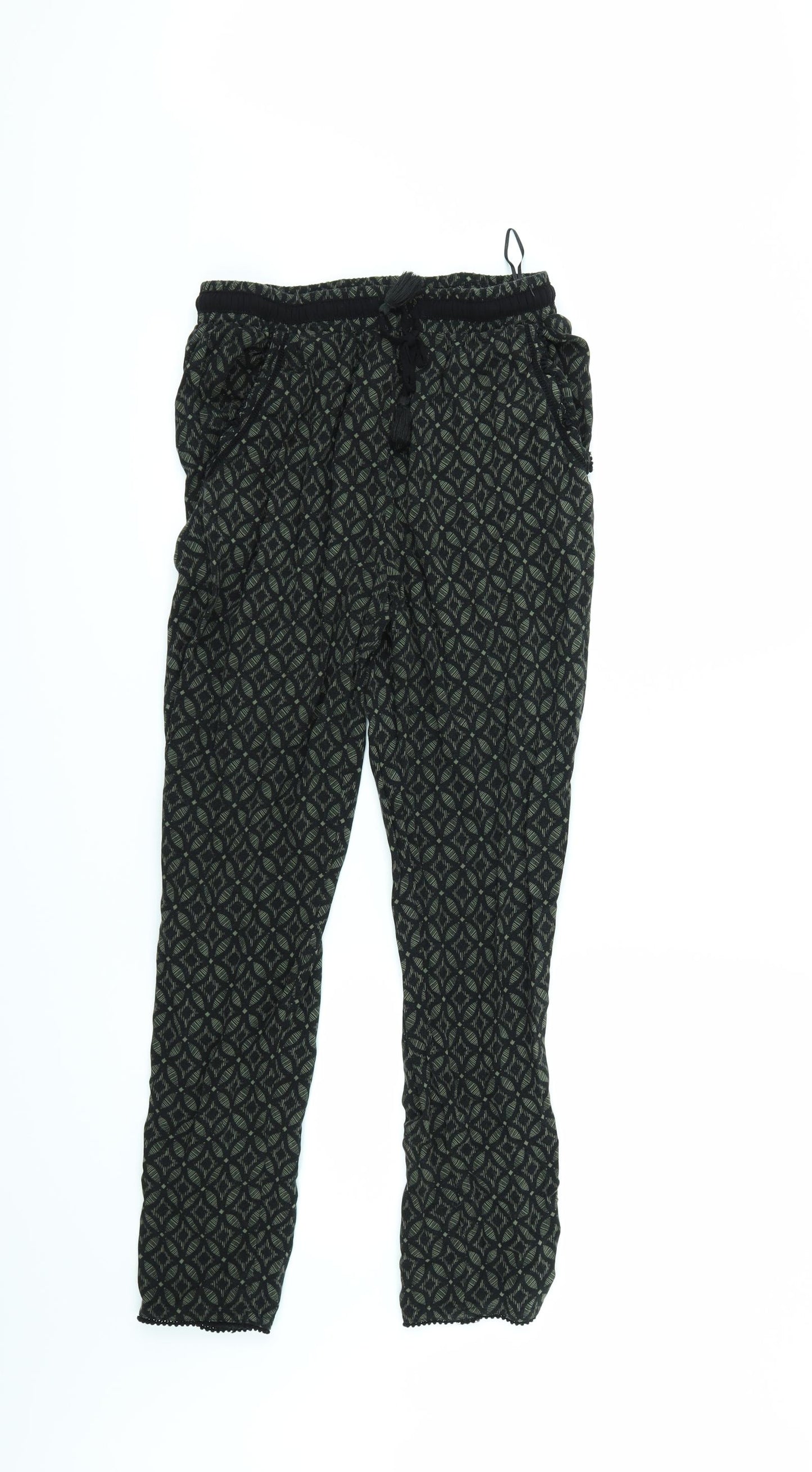 New Look Womens Gold Geometric  Trousers  Size 12 L26 in