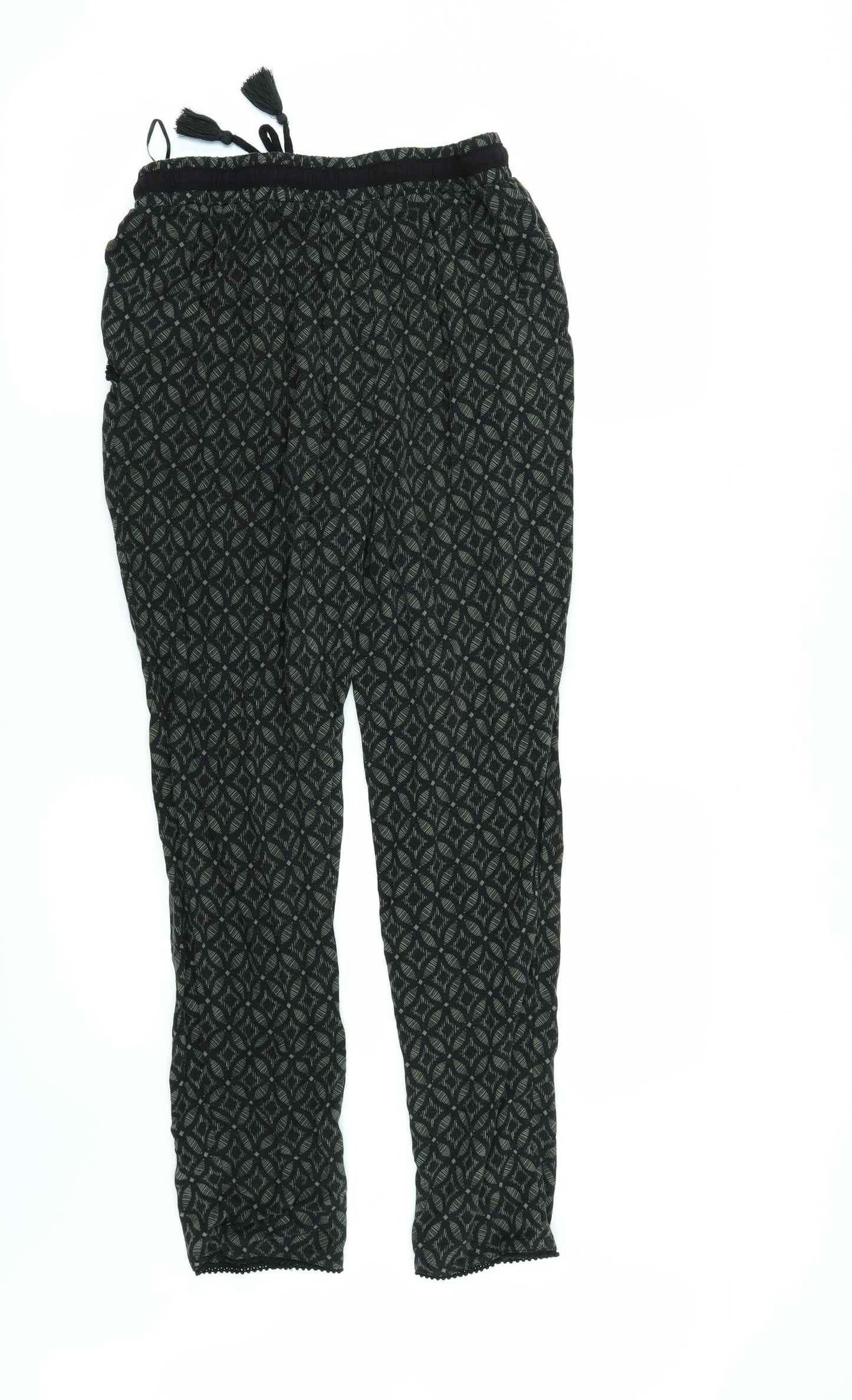 New Look Womens Gold Geometric  Trousers  Size 12 L26 in