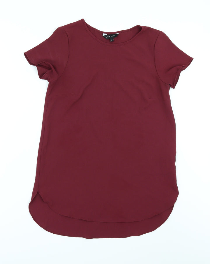 New Look Womens Red Tunic Blouse Size 6