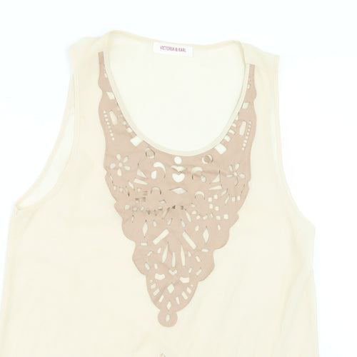 VICTOR & KARL Womens Ivory   Tunic T-Shirt Size XL