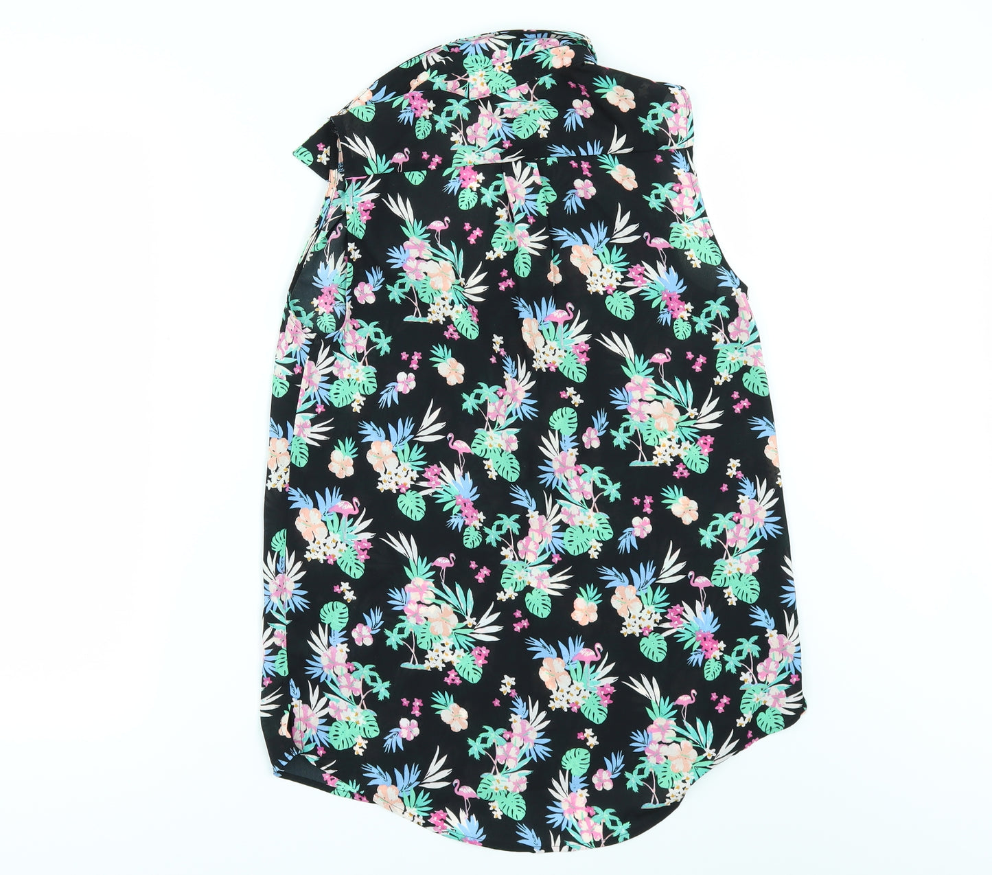 George Womens Black Floral  Tunic Button-Up Size 8