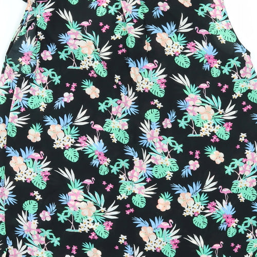 George Womens Black Floral  Tunic Button-Up Size 8
