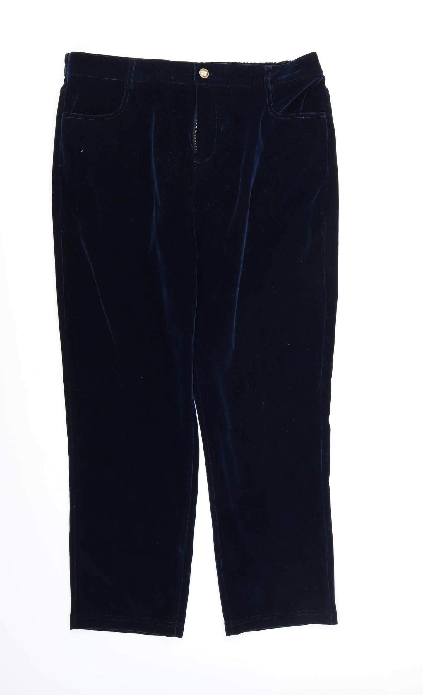 Marisota Womens Blue  Velour Trousers  Size 18 L26 in