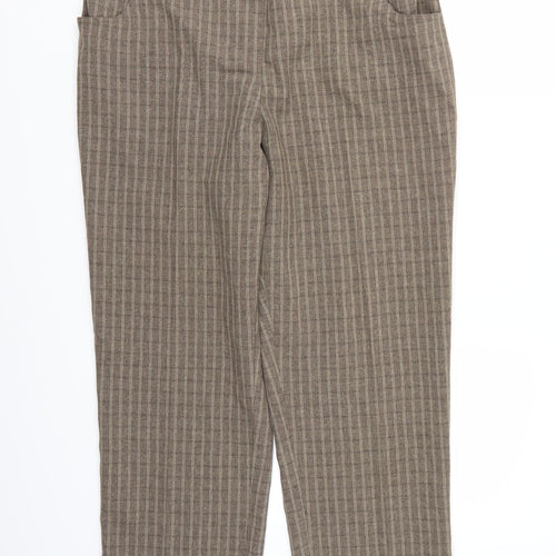 Essential Collection Womens Brown Check Rayon Trousers  Size 16 L26 in