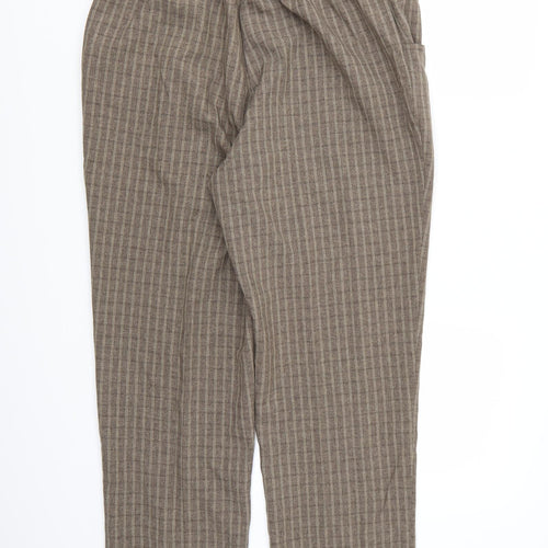 Essential Collection Womens Brown Check Rayon Trousers  Size 16 L26 in