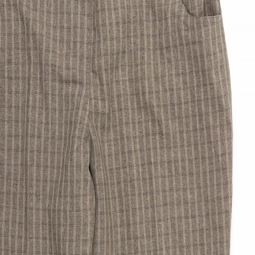 Essential Collection Womens Brown Check Rayon Trousers  Size 16 L26 in