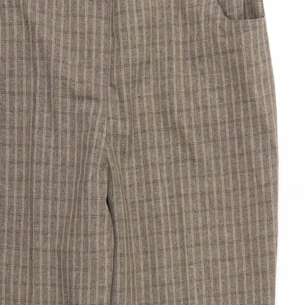 Essential Collection Womens Brown Check Rayon Trousers  Size 16 L26 in