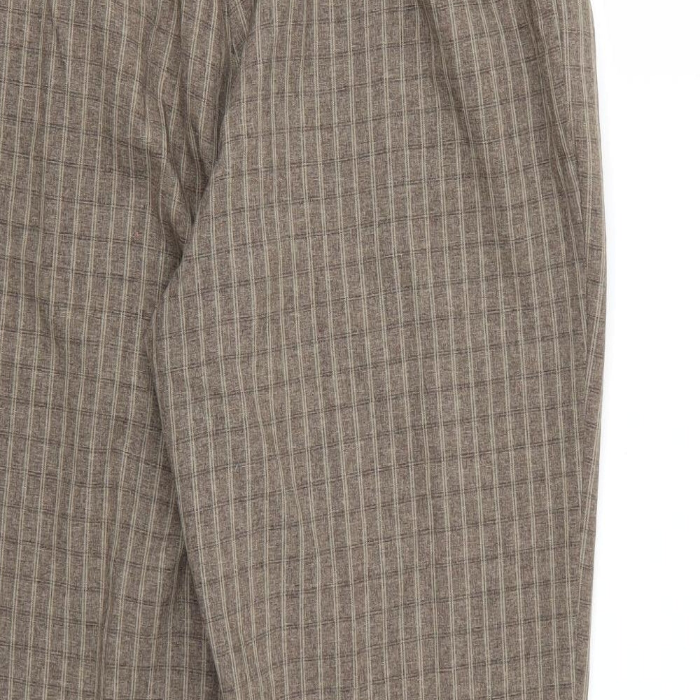 Essential Collection Womens Brown Check Rayon Trousers  Size 16 L26 in