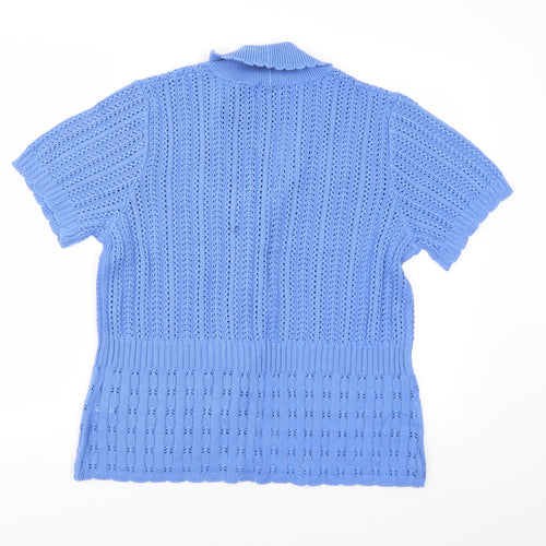 Gifford Fox Womens Blue  Knit Cape Jumper Size 18