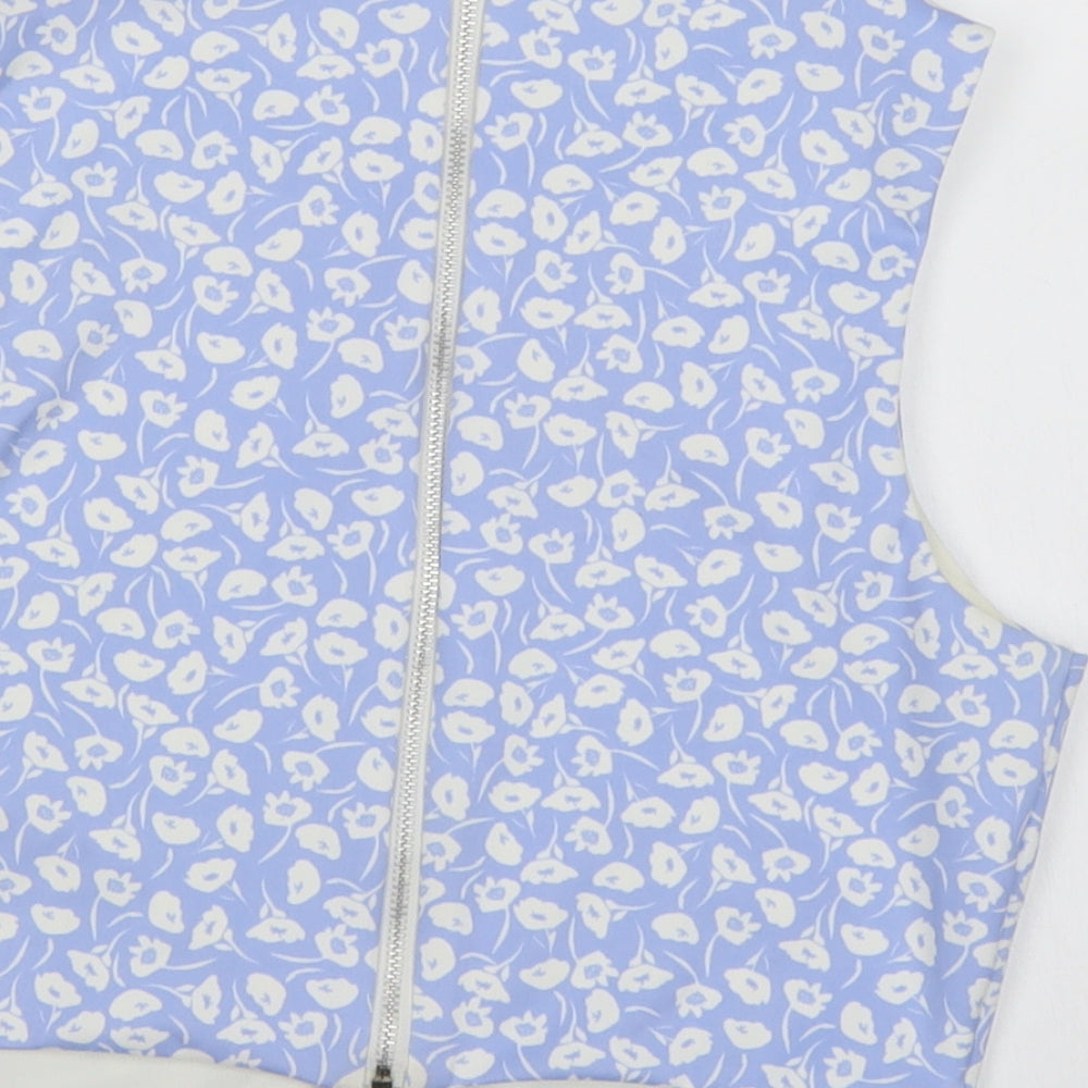 Topshop Womens Blue Floral  Cropped Tank Size 10